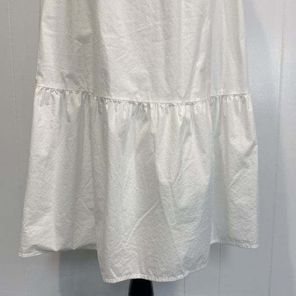 GAP Midi Sundress | Smocked Bodice Ruffled Hem Bright White Cotton | Size Small - Picture 8 of 12
